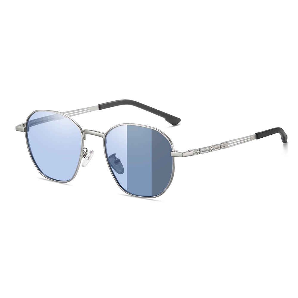 Bulk Wholesale Unisex Irregular Round Metal Sunglasses for Daily Use with Geometric Greca Temples Polarized Fashion Glasses Manufacturer China