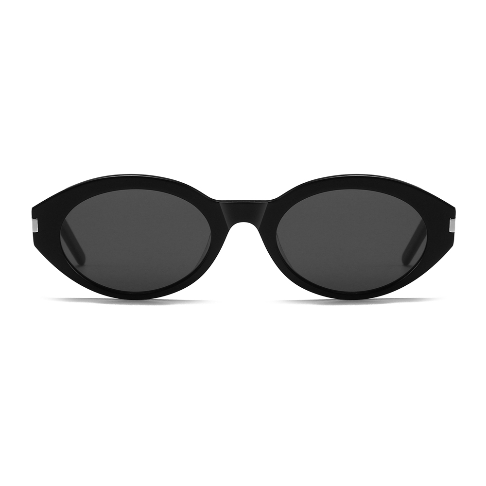 Custom Luxury Designer Shades for Women's Slanted Almond Oval Sunglasses with Metal Accents High Quality White Label Eyewear Manufacturer China