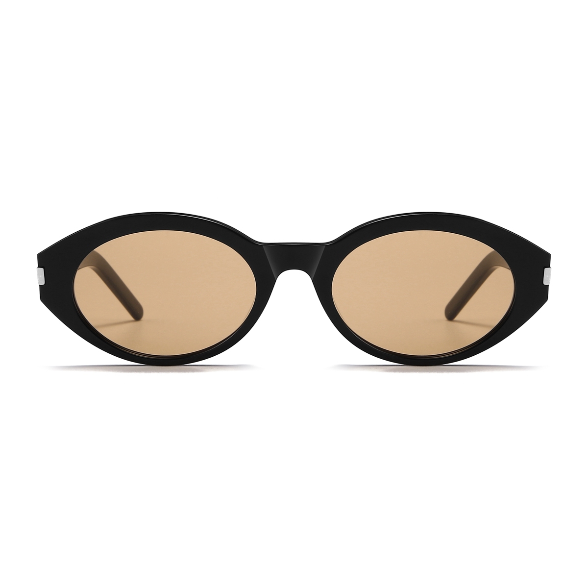 Custom Luxury Designer Shades for Women's Slanted Almond Oval Sunglasses with Metal Accents High Quality White Label Eyewear Manufacturer China