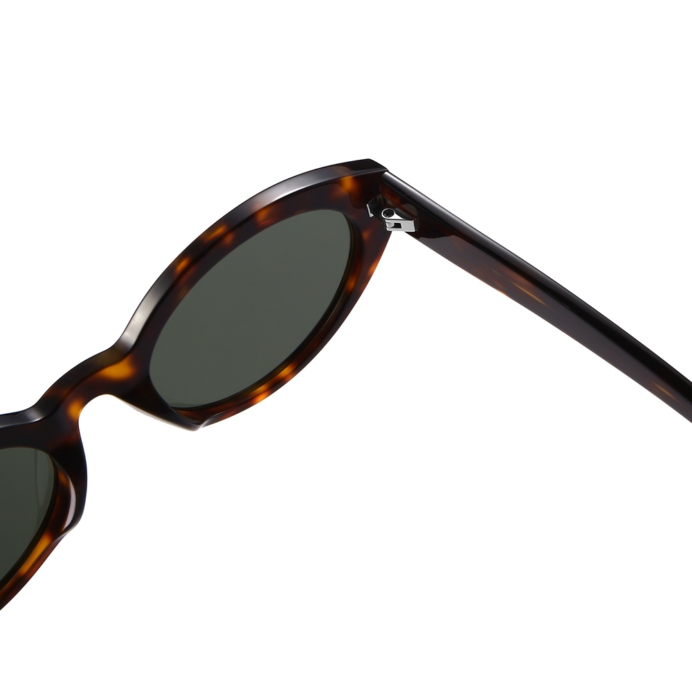 Custom Luxury Designer Shades for Women's Slanted Almond Oval Sunglasses with Metal Accents High Quality White Label Eyewear Manufacturer China