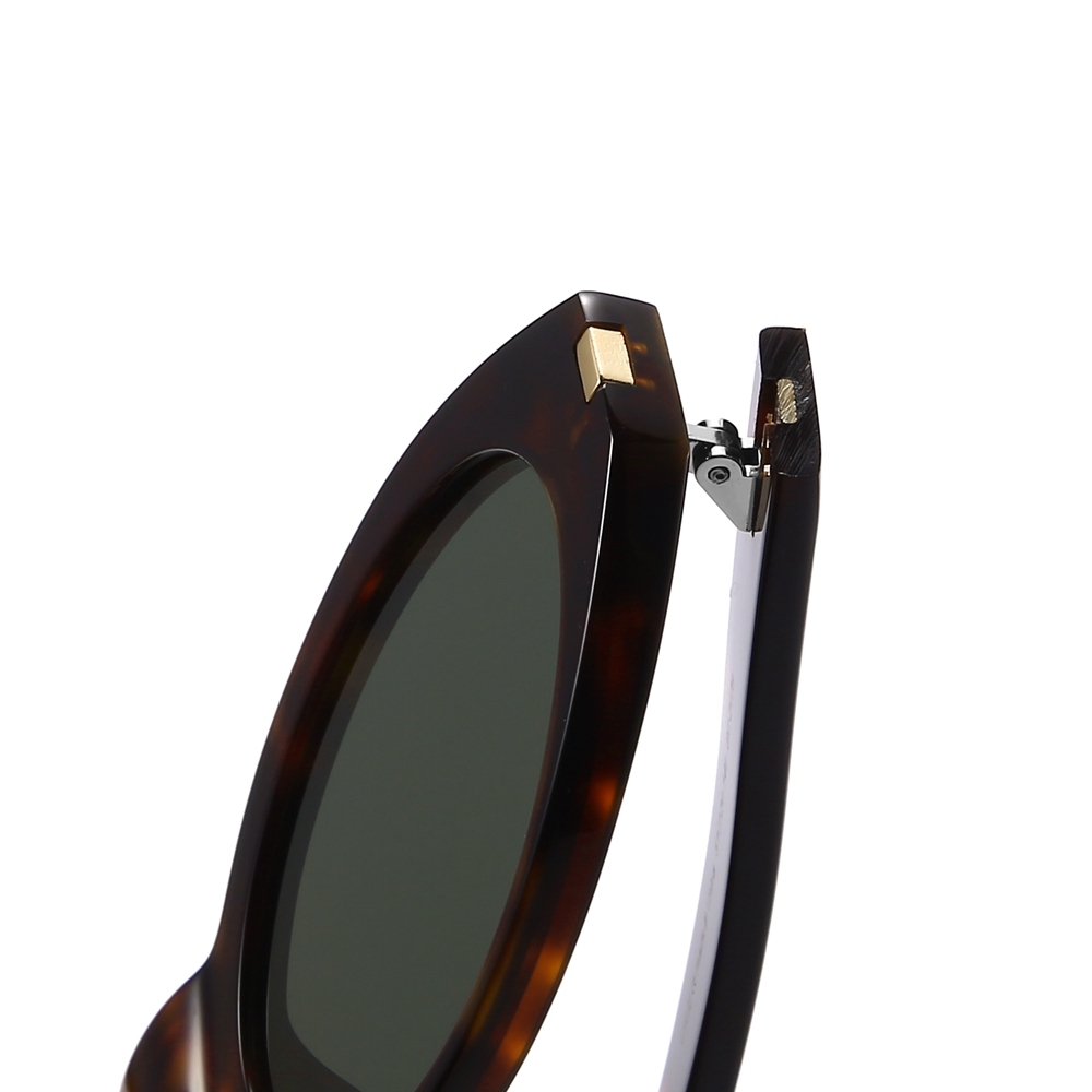 Custom Luxury Designer Shades for Women's Slanted Almond Oval Sunglasses with Metal Accents High Quality White Label Eyewear Manufacturer China