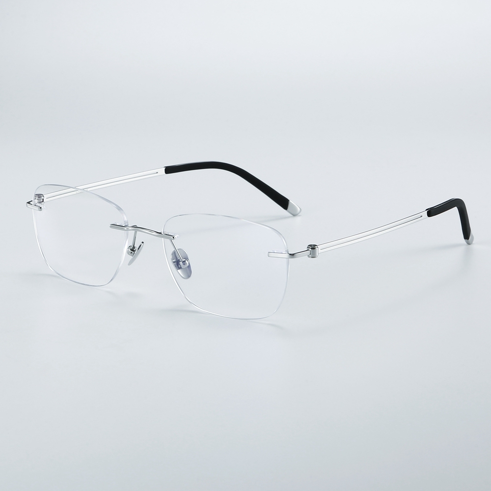 Wholesale Lightweight Rimless Rectangle Prescription Glasses for Business Men Three-Piece Optical Frame Pure Titanium Eyeglasses Supplier China