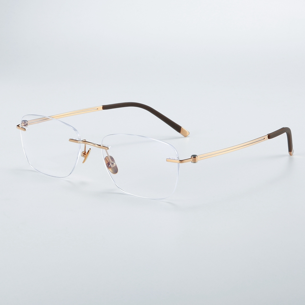 Wholesale Lightweight Rimless Rectangle Prescription Glasses for Business Men Three-Piece Optical Frame Pure Titanium Eyeglasses Supplier China