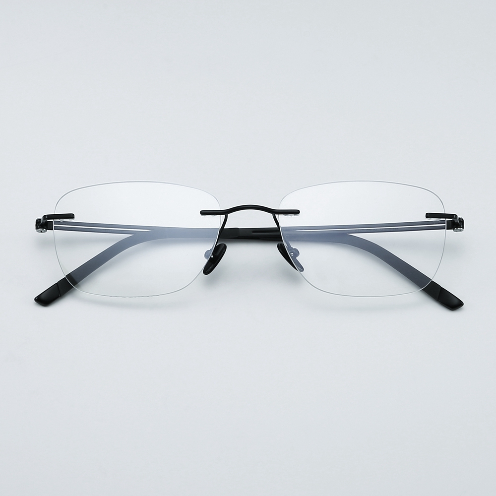 Wholesale Lightweight Rimless Rectangle Prescription Glasses for Business Men Three-Piece Optical Frame Pure Titanium Eyeglasses Supplier China