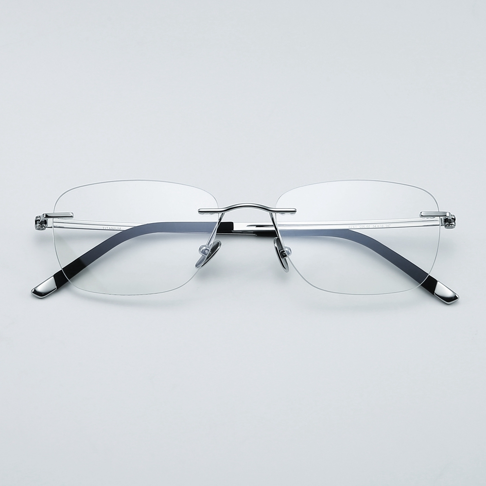 Wholesale Lightweight Rimless Rectangle Prescription Glasses for Business Men Three-Piece Optical Frame Pure Titanium Eyeglasses Supplier China
