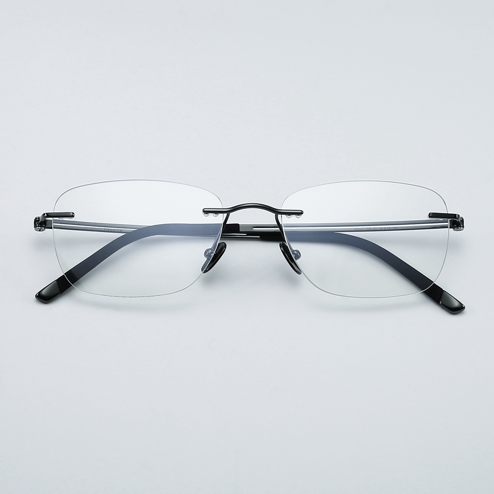 Wholesale Lightweight Rimless Rectangle Prescription Glasses for Business Men Three-Piece Optical Frame Pure Titanium Eyeglasses Supplier China
