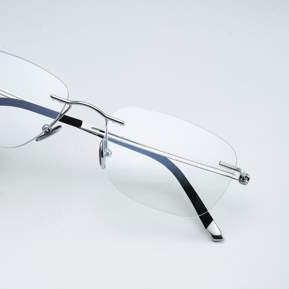 Wholesale Lightweight Rimless Rectangle Prescription Glasses for Business Men Three-Piece Optical Frame Pure Titanium Eyeglasses Supplier China