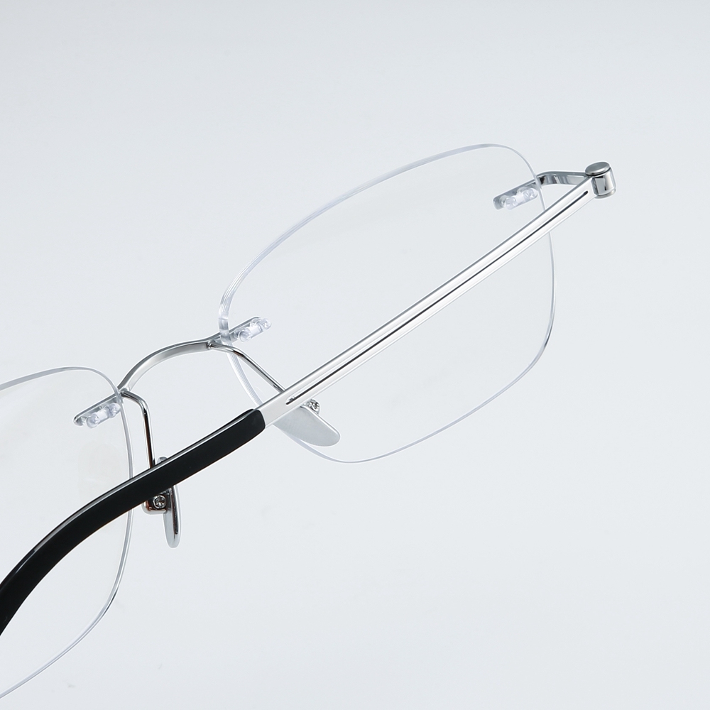 Wholesale Lightweight Rimless Rectangle Prescription Glasses for Business Men Three-Piece Optical Frame Pure Titanium Eyeglasses Supplier China