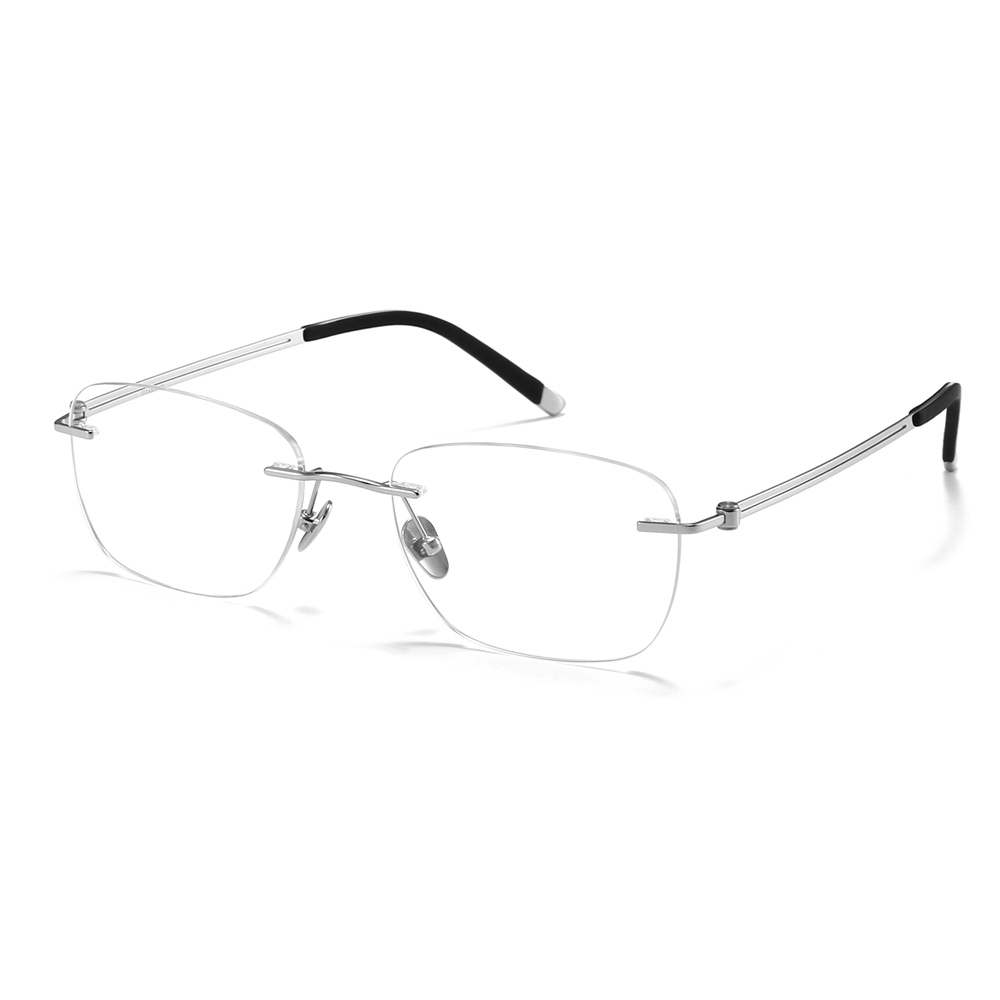 Wholesale Lightweight Rimless Rectangle Prescription Glasses for Business Men Three-Piece Optical Frame Pure Titanium Eyeglasses Supplier China