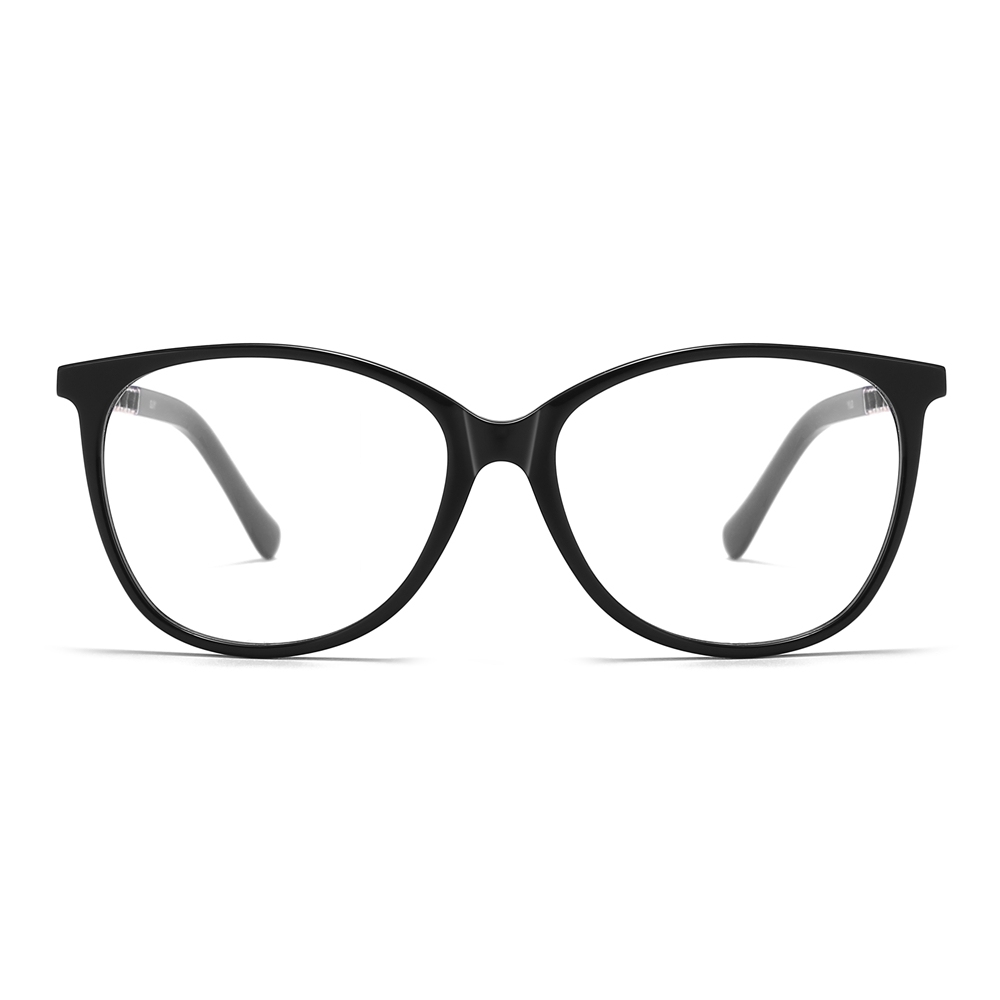 Wholesale Soft Cat-Eye Optical Frame with Interwoven Chain Temples for Women's Elegant Prescription Eyeglasses Premium Acetate Glasses Factory