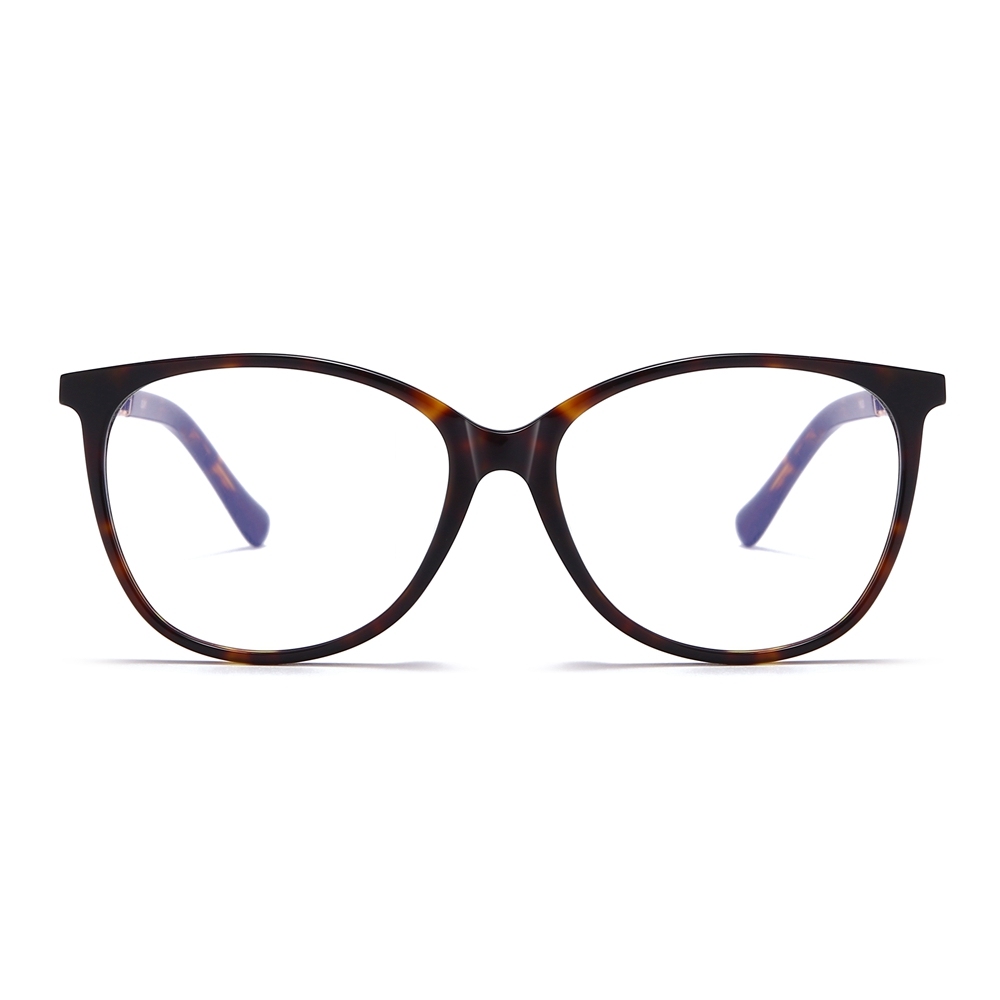 Wholesale Soft Cat-Eye Optical Frame with Interwoven Chain Temples for Women's Elegant Prescription Eyeglasses Premium Acetate Glasses Factory