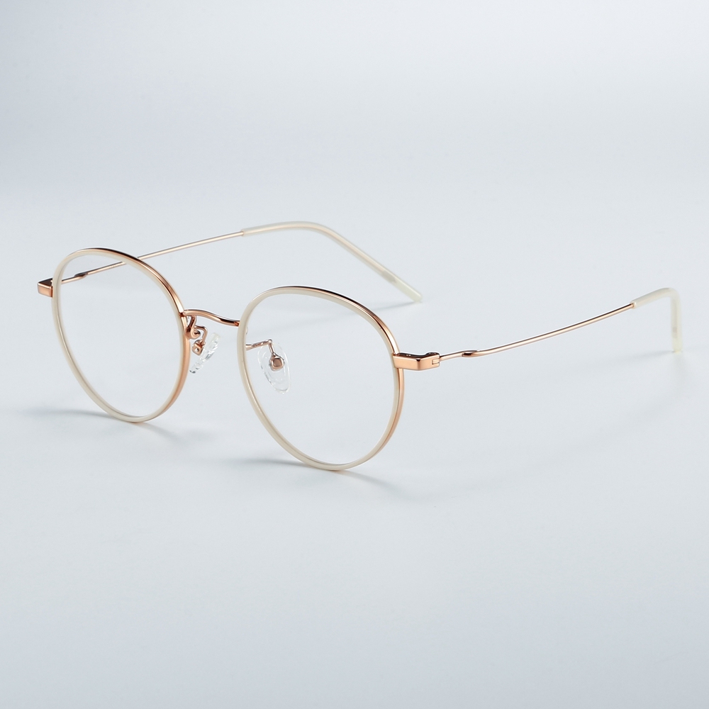 Wholesale Ultra Light Retro Round Optical Frames with Inner Rim Inserts Windsor Style Spectacles for Women Pure Titanium Prescription Glasses China