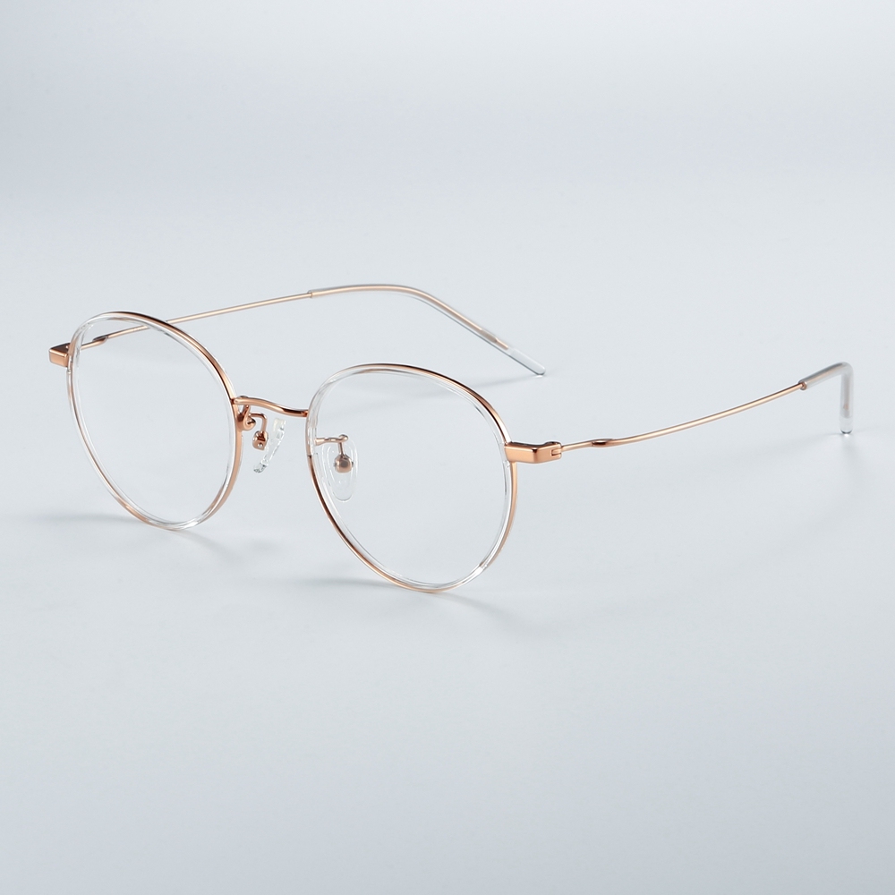 Wholesale Ultra Light Retro Round Optical Frames with Inner Rim Inserts Windsor Style Spectacles for Women Pure Titanium Prescription Glasses China