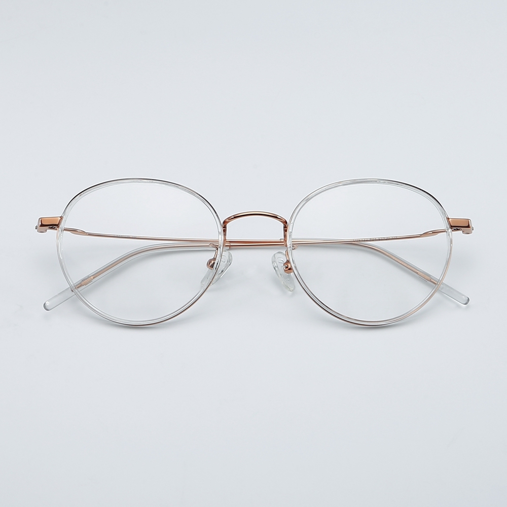 Wholesale Ultra Light Retro Round Optical Frames with Inner Rim Inserts Windsor Style Spectacles for Women Pure Titanium Prescription Glasses China