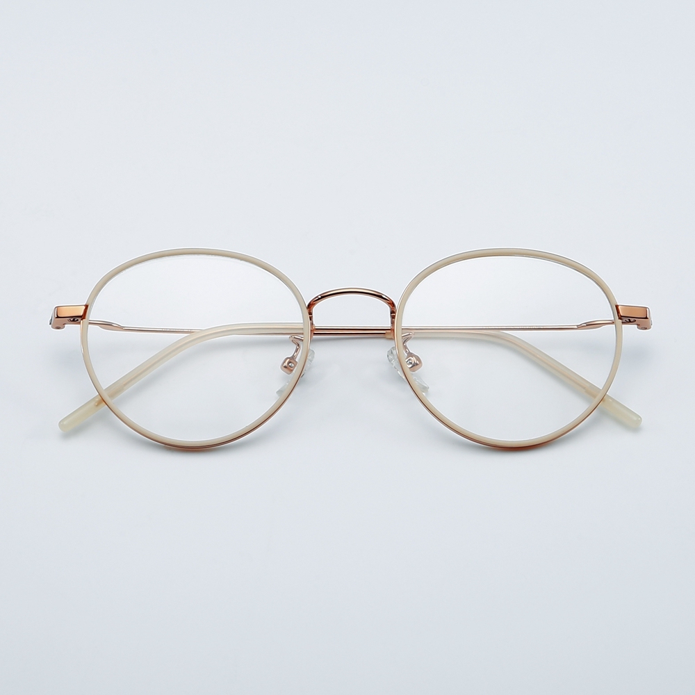 Wholesale Ultra Light Retro Round Optical Frames with Inner Rim Inserts Windsor Style Spectacles for Women Pure Titanium Prescription Glasses China