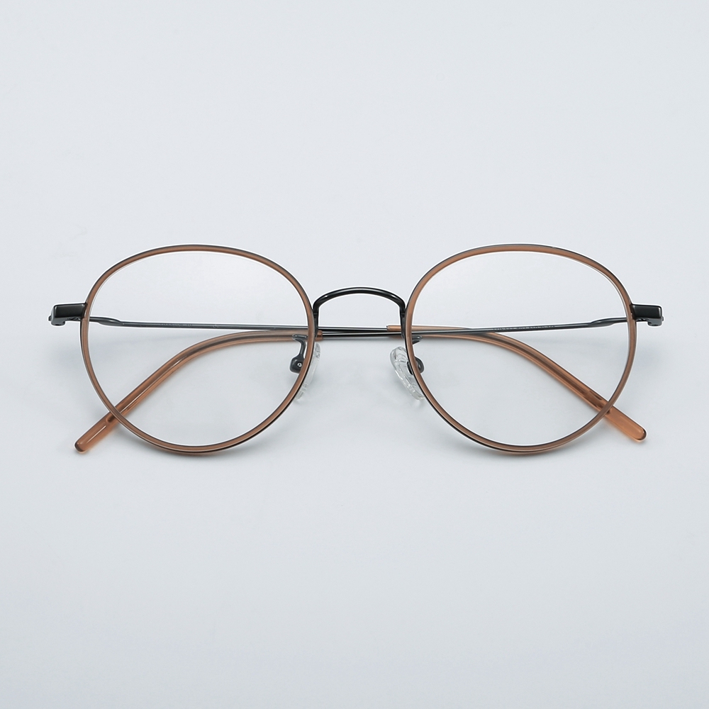 Wholesale Ultra Light Retro Round Optical Frames with Inner Rim Inserts Windsor Style Spectacles for Women Pure Titanium Prescription Glasses China