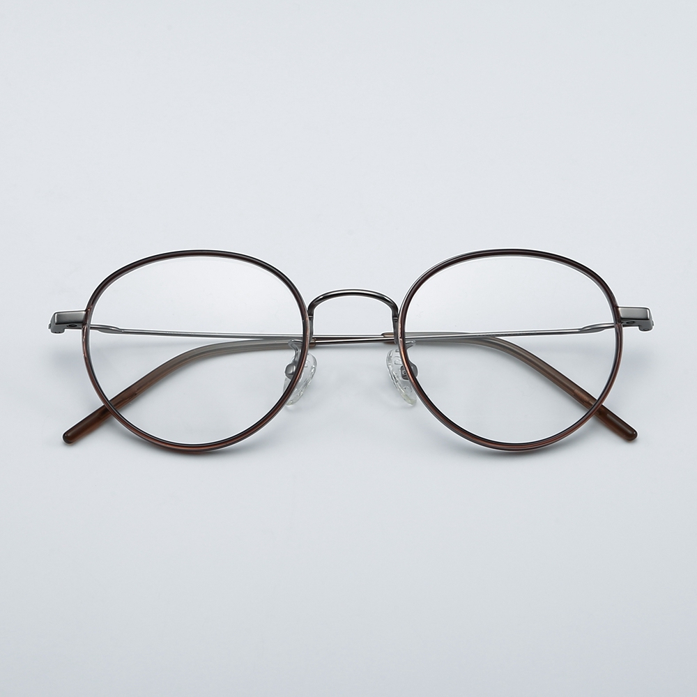 Wholesale Ultra Light Retro Round Optical Frames with Inner Rim Inserts Windsor Style Spectacles for Women Pure Titanium Prescription Glasses China