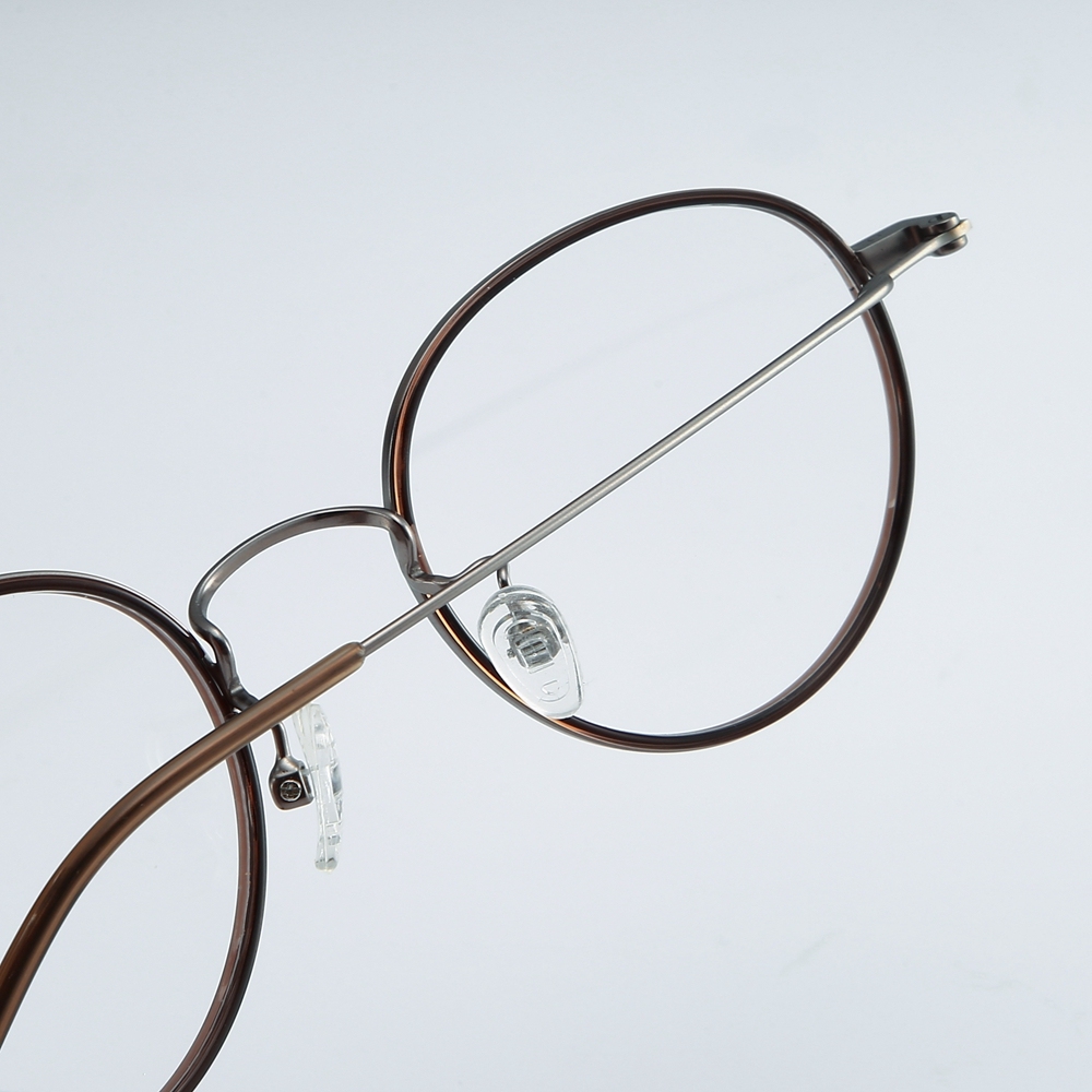 Wholesale Ultra Light Retro Round Optical Frames with Inner Rim Inserts Windsor Style Spectacles for Women Pure Titanium Prescription Glasses China