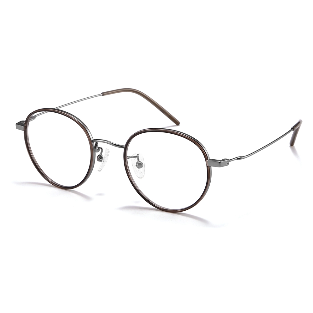 Wholesale Ultra Light Retro Round Optical Frames with Inner Rim Inserts Windsor Style Spectacles for Women Pure Titanium Prescription Glasses China