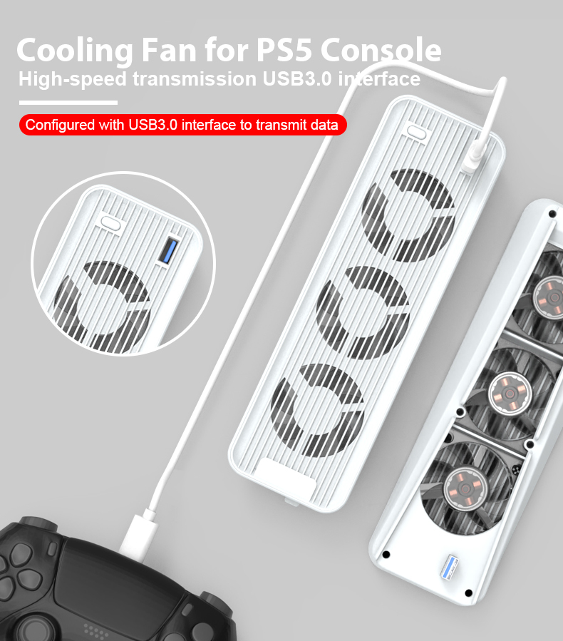USB 3.0 Cooling Fan for PS5 Console (Digital edition/CD-ROM edition)