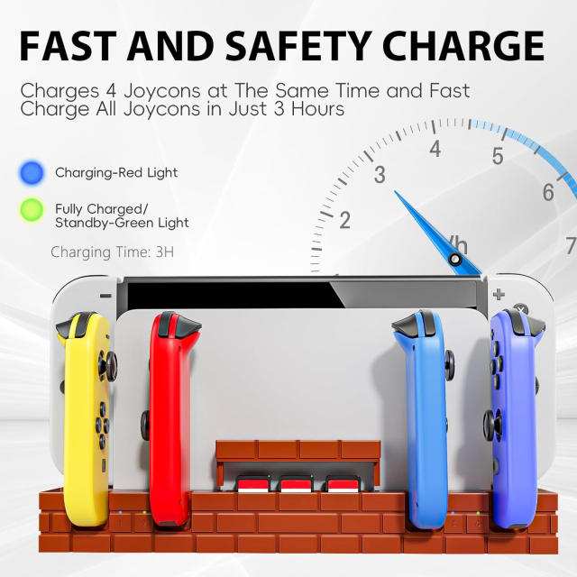 Switch Joy-Con 4 Slot Charging Station With 8 Game Cards Storage