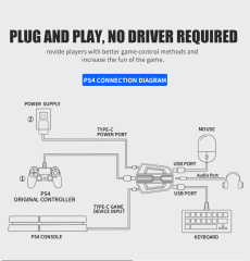 With Audio Keyboard and Mouse Adapter For Switch/Xbox One/PS4/PS3