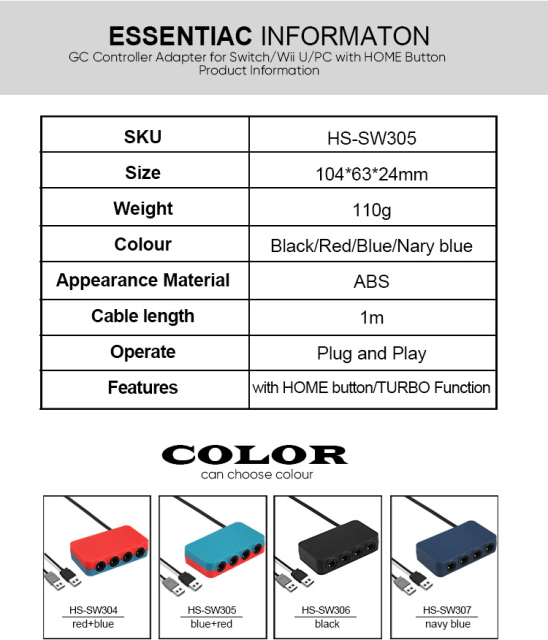 NGC Controller Converter For Switch/Wii U/PC With Home Button