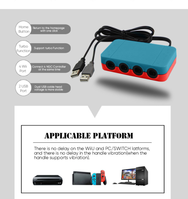 NGC Controller Converter For Switch/Wii U/PC With Home Button