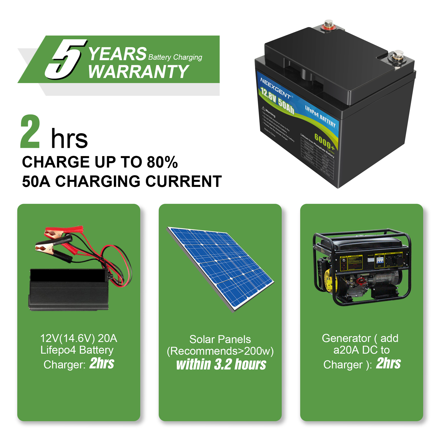 12v 50ah Rechargeable Lifepi4 Battery Pack with Smart Bluetooth