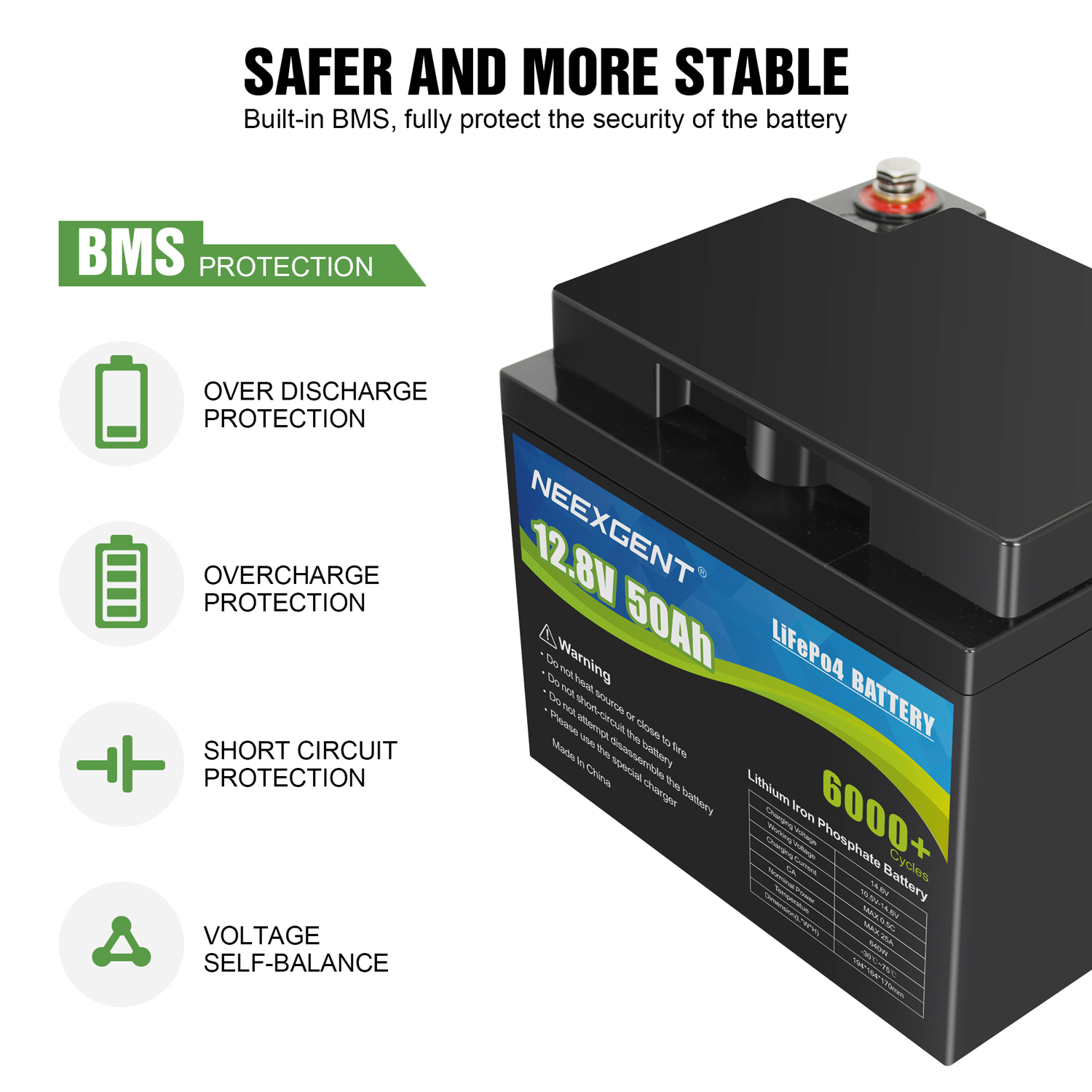 12v 50ah Rechargeable Lifepi4 Battery Pack with Smart Bluetooth