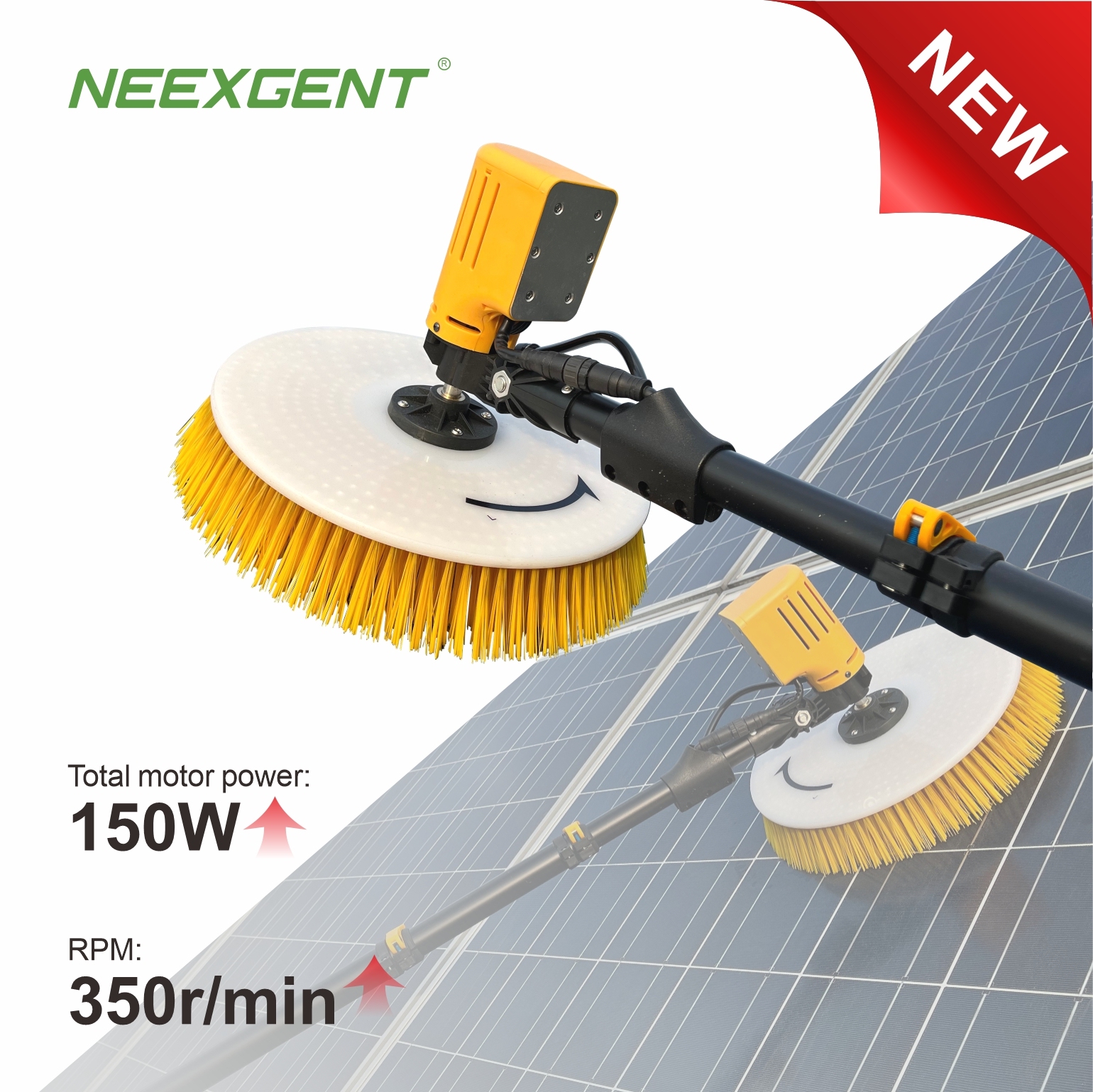 3.5m/5.5m/7.5m Neexgentsolar X33 Single Headed Solar Panel Cleaning Brushless Dual Version Device