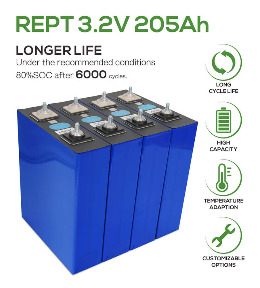 REPT 3.2v 205ah Grade A Lifepo4 Battery Cell for Diy 280ah Battery Case