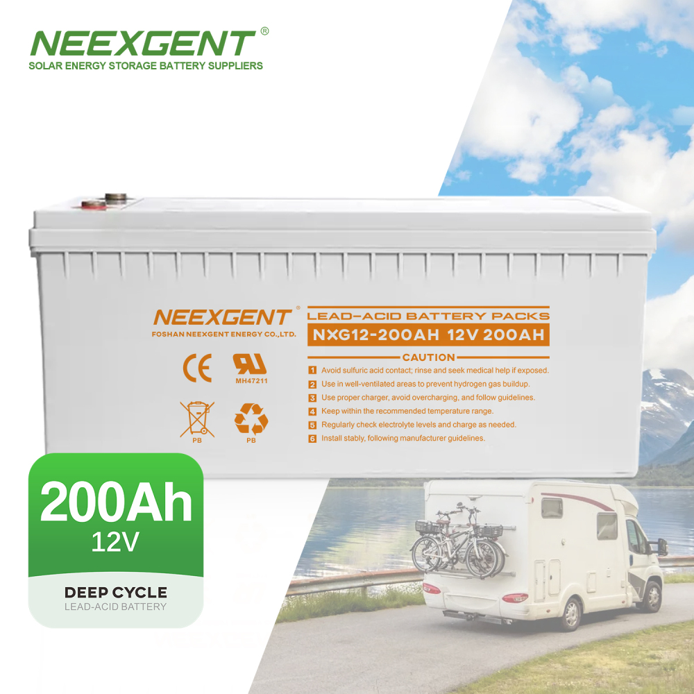 12v 200ah Lead-Acid Battery Pack Neexgentsoalr Rechargeable For RV Camping Deep Cycle Stable Quality