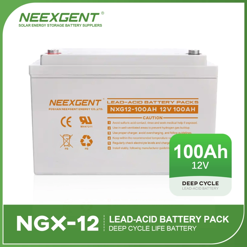 12V100ah Neexgentsolar Lead Acid Battery Sealed AGM Deep Cycle Solar Lead for Solar Wind System Long Lifetime