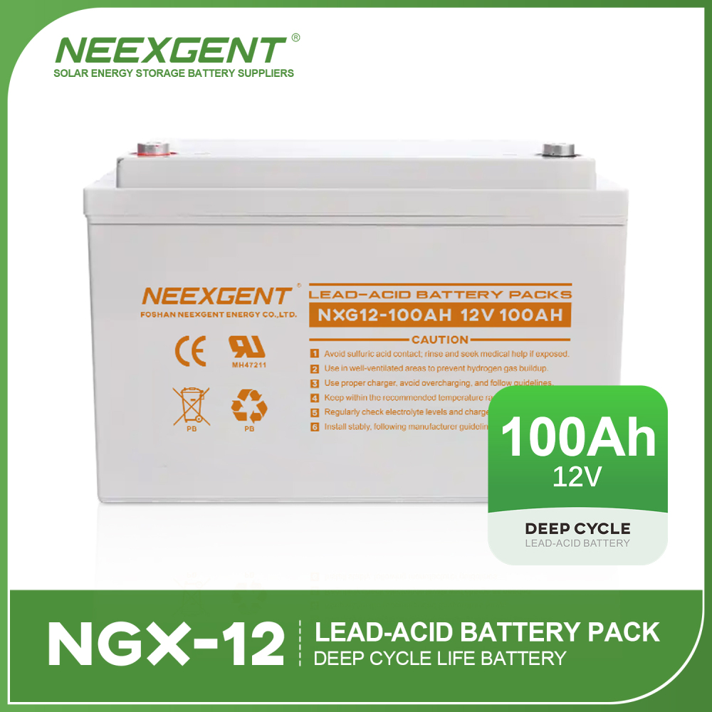12V100ah Neexgentsolar Lead Acid Battery Sealed AGM Deep Cycle Solar Lead for Solar Wind System Long Lifetime