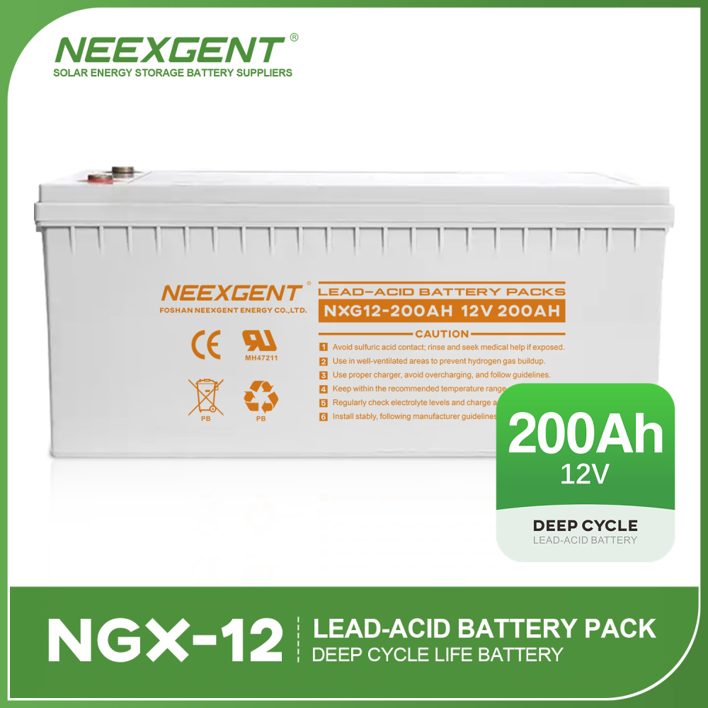 12v 200ah Lead-Acid Battery Pack Neexgentsoalr Rechargeable For RV Camping Deep Cycle Stable Quality