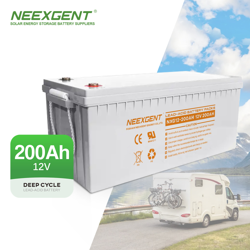 12v 200ah Lead-Acid Battery Pack Neexgentsoalr Rechargeable For RV Camping Deep Cycle Stable Quality