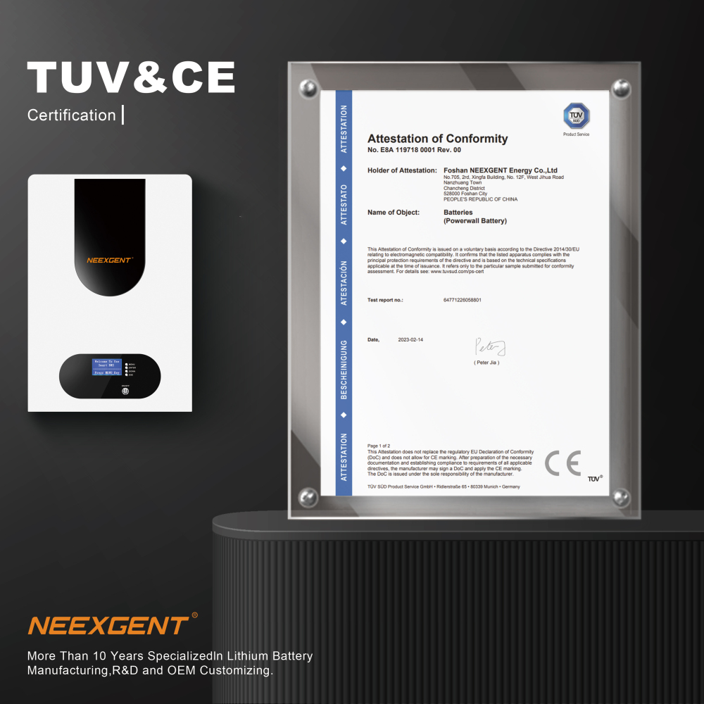 Neexgentsolar 48v Patented 100ah 200ah Powerwall Lifepo4 Battery for 10kw 20kw Solar Energy System