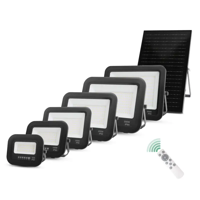 HB Model 50W 100W 200W 300W 400W 500W High Lumens IP65 Outdoor Solar Flood light