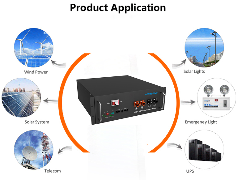 Server Rack Battery 48V 200Ah 5KWH 10KWH Neexgentsolar Lithium Ion Battery Deep Cycle Solar Home Storage With BMS