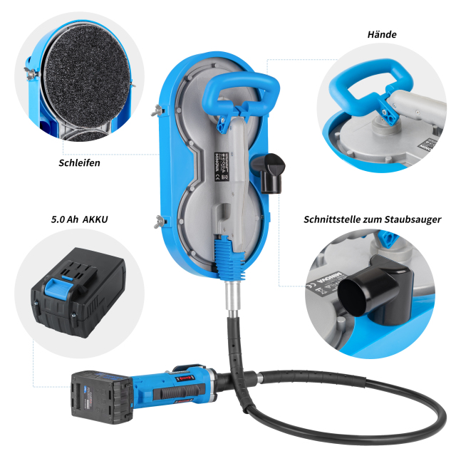 MINOVA dual disc sander for rasping eifs eps foam wall