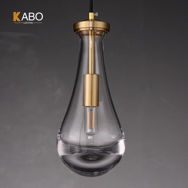 Water drop bedside led chandelier single hanging pendant light modern glass crystal 1 Light kitchen Lamp for bar desk restaurant