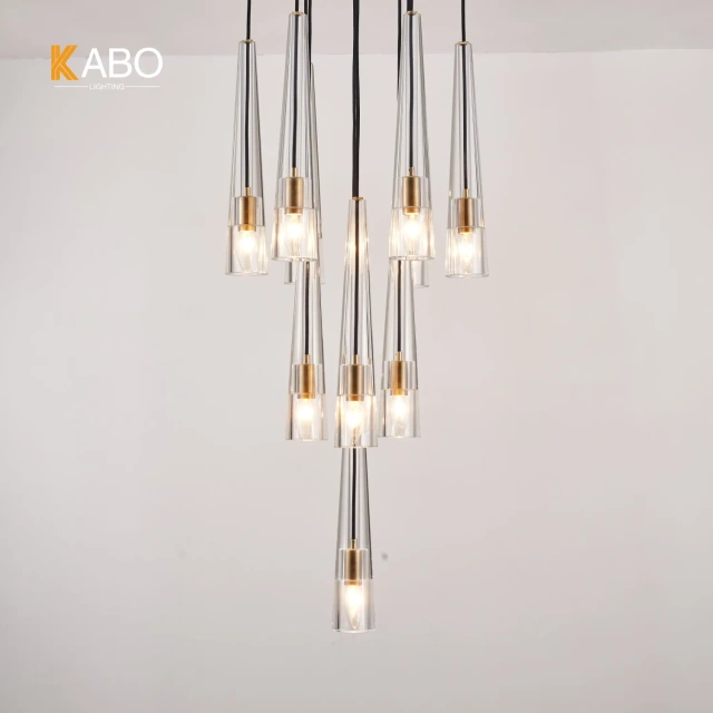 New Design Browning Light Brass Lighting Modern Glass Pendant Lamp Apollinaire Circular Chandelier For Living Room