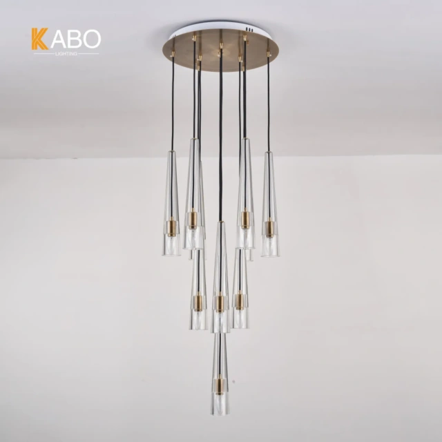 New Design Browning Light Brass Lighting Modern Glass Pendant Lamp Apollinaire Circular Chandelier For Living Room