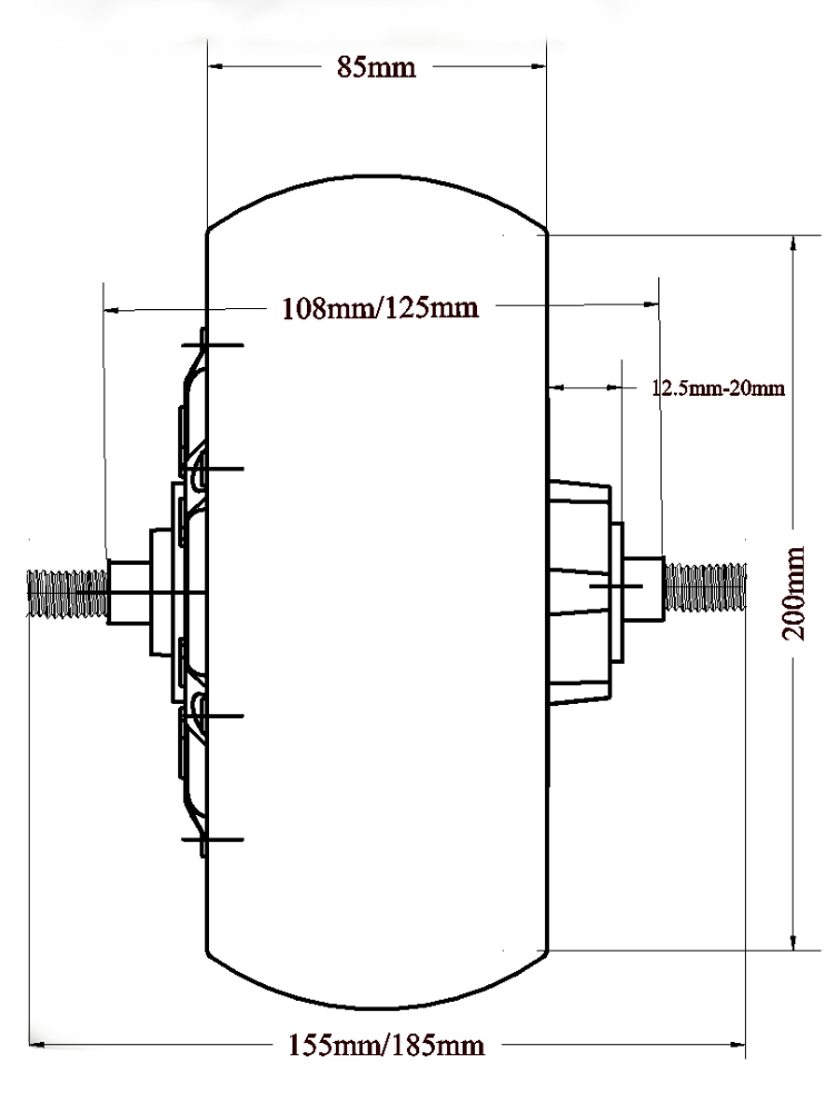 8-Inch Wheel Hub Motor, 48V 1000W, 200x85mm, Single or Dual Shaft, for Electric Scooter Engines