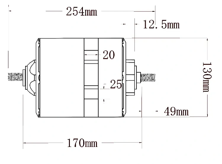 6000w tubeless detached rim scooter motor 170km/h 60-120v 75mm height magnetics