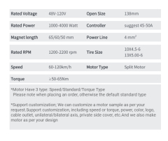 4000w 10 inch fat road tire scooter motor 48-120v 120km/h