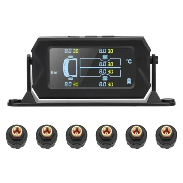 Tyre Pressure Monitoring System for Trucks Ip67 Waterproof 6 Wheels Tpms Truck 116psi 217Psi Optional Usb and Solar Internal