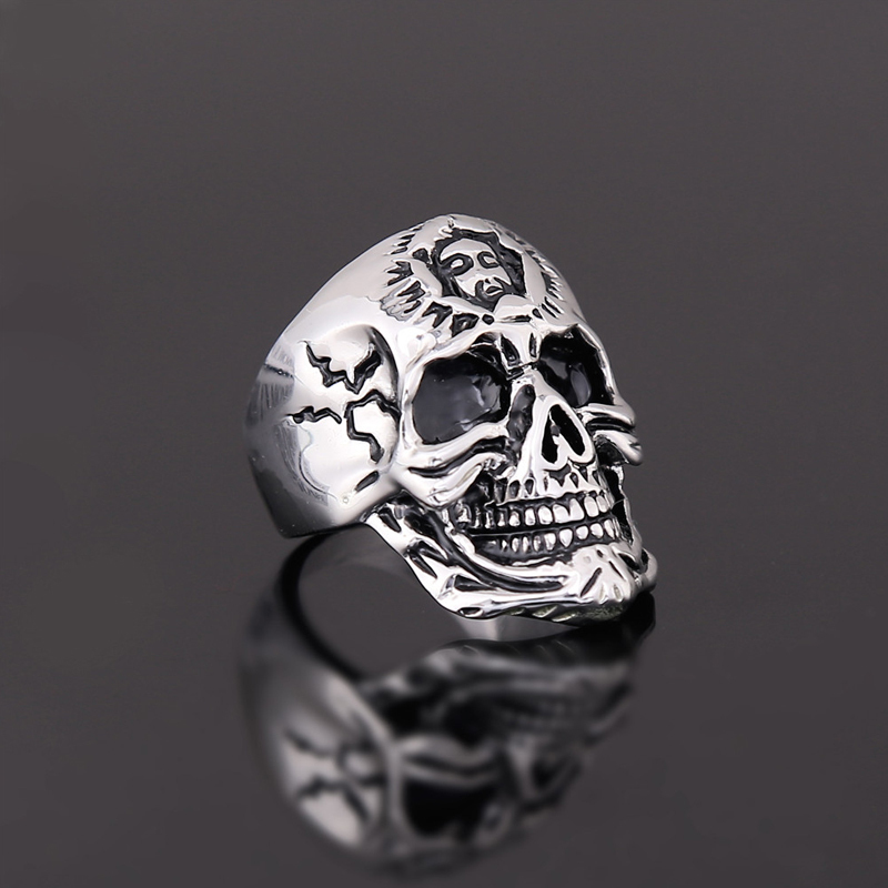 EVBEA Wholesale Cheap Cool Hell Death Skull Ring Man Never Fade Punk Biker Man's High Quality Ring R240