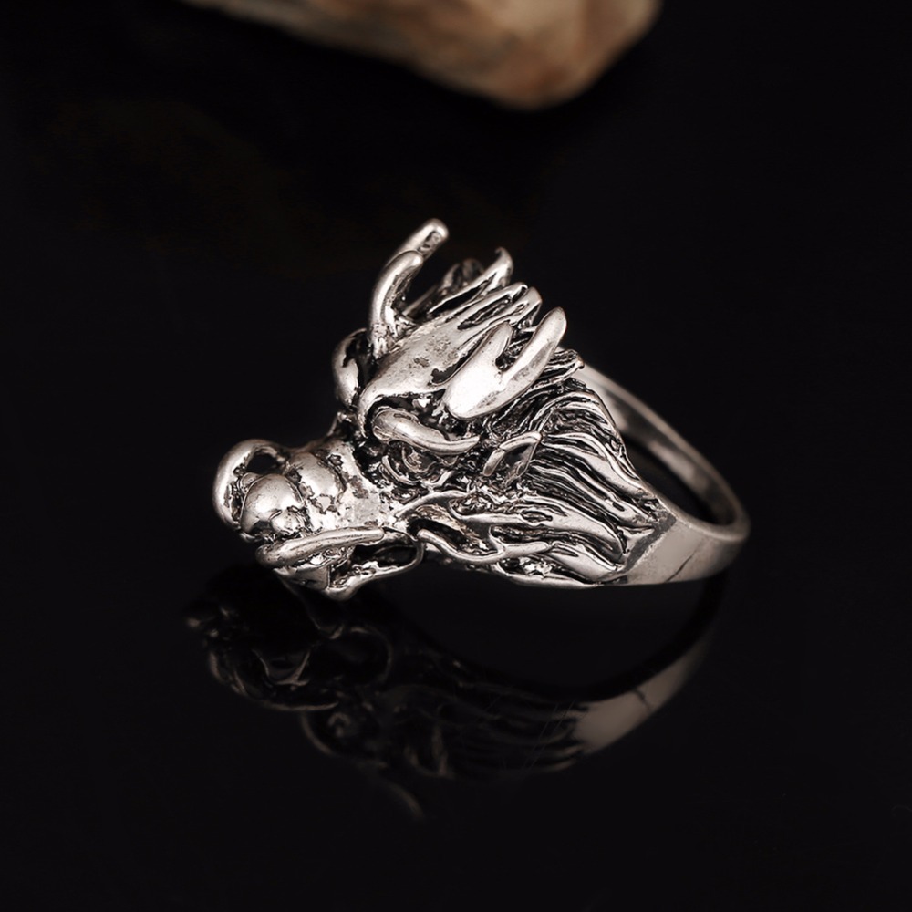 Graduation Stretch Tattoo Rock Roll Punk Bull Adjustable Big Silver Biker Couple Rings Men's Party Jewelry Accessories
